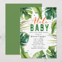 ALOHA BABY Dusche Tropische Blätter Orange & Green