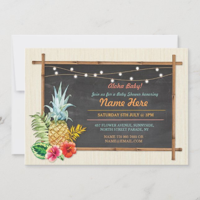 Aloha Baby! Duschkabine Ananas Einladung (Vorderseite)