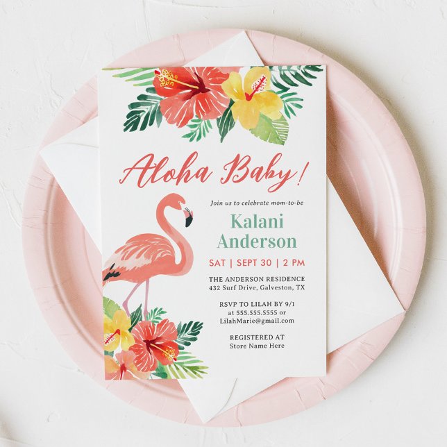 Aloha Baby Flamingo Baby Shower Einladung (Von Creator hochgeladen)
