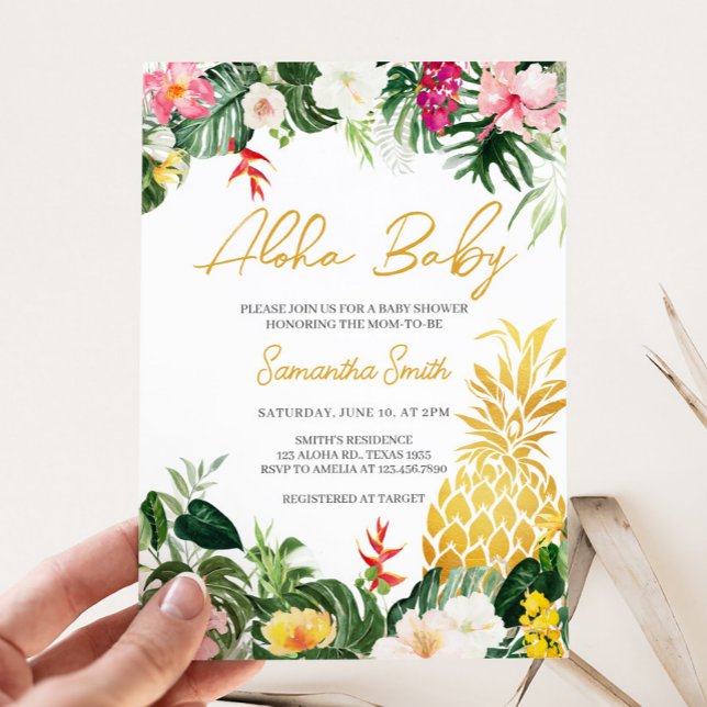 Aloha Baby Pineapple Baby Shower Einladung (Aloha Baby Shower Invitation)