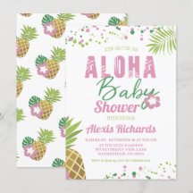 Aloha Baby Pink & Green Tropical Girl Baby Dusche