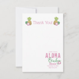 Aloha Baby Pink Green Tropical Pineape Vielen Dank Dankeskarte