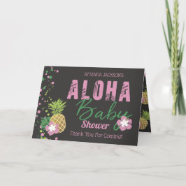 Aloha Baby-Rosa u. grünes tropisches Ananas-Foto Dankeskarte