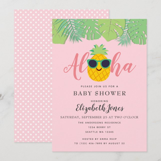 Aloha Baby Shower Einladung (Vorne/Hinten)