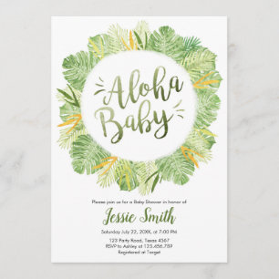 Aloha Baby Shower Einladung Blätter Tropical Green