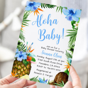 Aloha Baby Shower, Hawaiian Luau Einladung