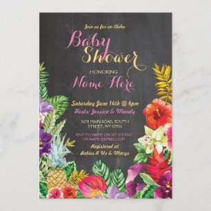 Aloha Baby shower Tropical Luau fille Invitation r