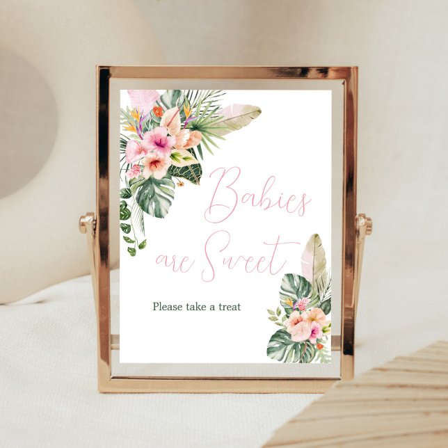 Aloha Baby Tropical Baby Dusche Babys sind süß Poster (Luau Hawaiian Girl Baby Shower Babies are Sweet Sign)