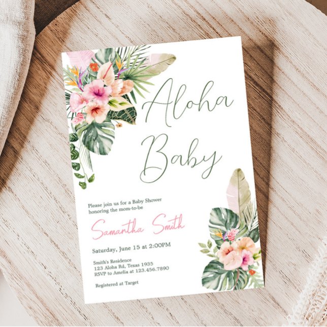 Aloha Baby Tropical Baby Dusche Einladung (Luau Hawaiian Girl Baby Shower Invitation)
