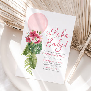 Aloha Baby Tropical Floral Balloon Babydusche Einladung