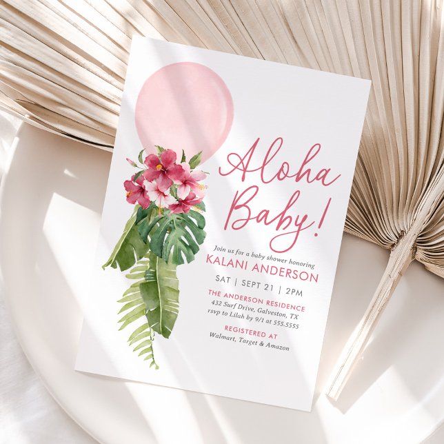 Aloha Baby Tropical Floral Balloon Babydusche Einladung (Von Creator hochgeladen)
