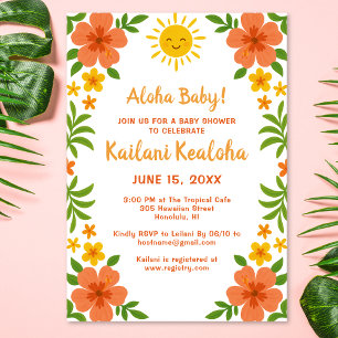 Aloha Baby! Tropical Hawaiian Floral Baby Dusche Einladung