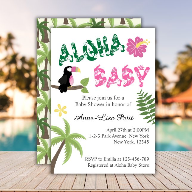 Aloha Baby Tropical Theme Baby Dusche Einladung (Aloha Baby Tropical Baby Shower Invitation)