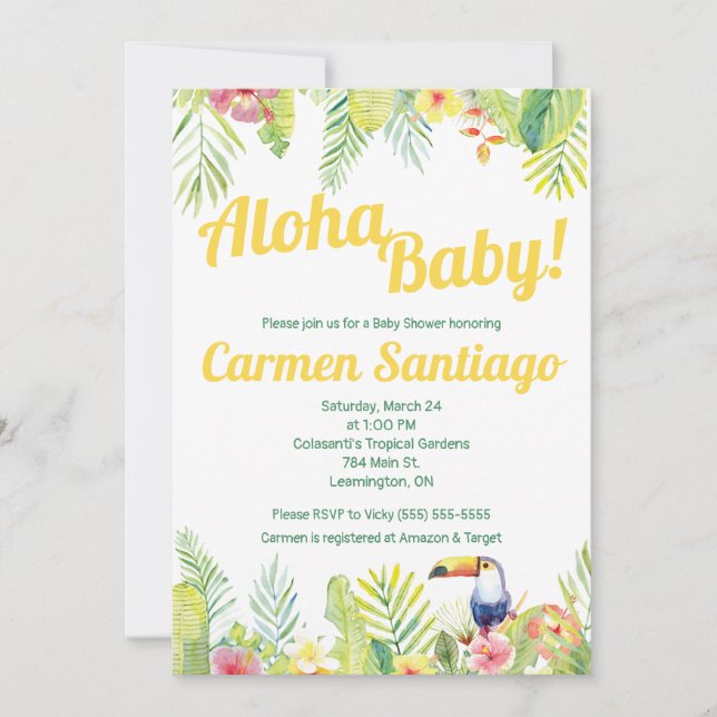 Aloha Baby! Tropische Babydusche mit Touchscreen Einladung (Vorderseite)