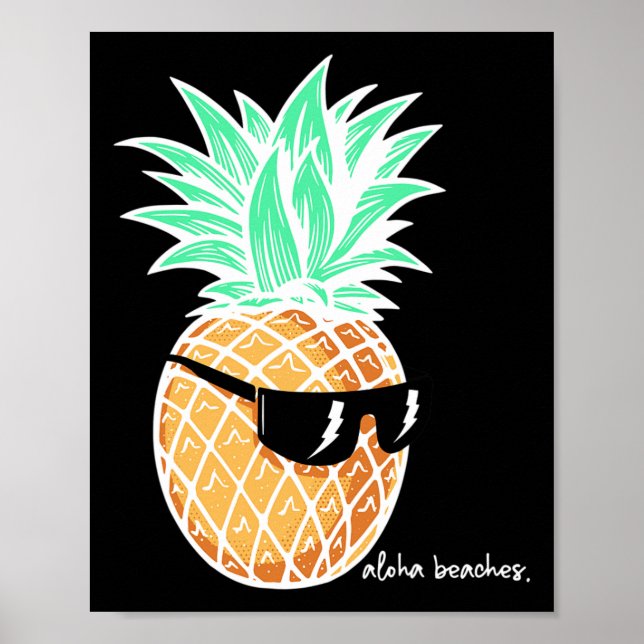 Aloha Beach Ananas Sommer Beach Tropical Vaca Poster (Vorne)