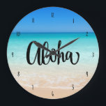 Aloha Beach Hawaiian Island Große Wanduhr<br><div class="desc">Erleben Sie den Aloha-Geist auf Ihrer Zuhause mit der Designuhr "Aloha".</div>