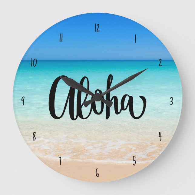 Aloha Beach Hawaiian Island Große Wanduhr (Vorderseite)