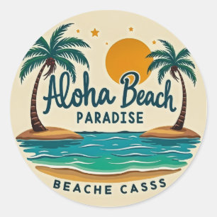 Aloha Beach Paradise: Ihr tropisches Ausflugsziel Runder Aufkleber