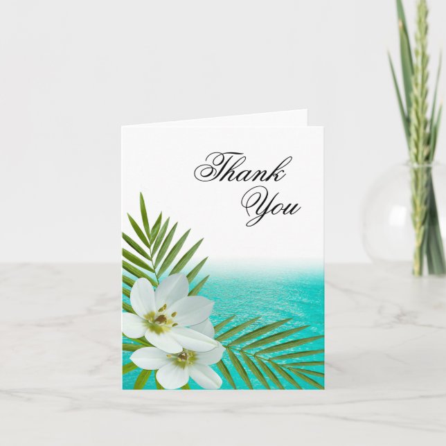 Aloha Beach Tropical Flowers Thank You Dankeskarte (Vorderseite)