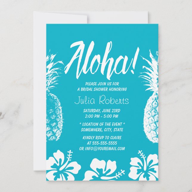 Aloha Beach Wedding Brautparty Ananas Einladung (Vorderseite)