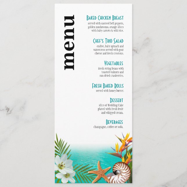 Aloha Beach Wedding Menu Plumeria Frangipani (Devant)