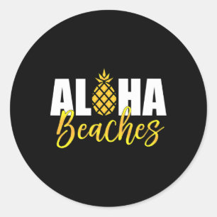 Aloha Beaches Ananas Hawaii Urlaub Runder Aufkleber