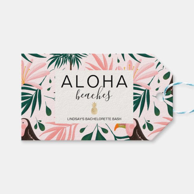 Aloha Beaches Bachelorette Geschenkanhänger (Vorderseite (Horizontal))