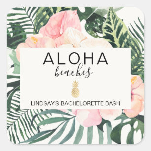 Aloha Beaches Bachelorette Quadratischer Aufkleber