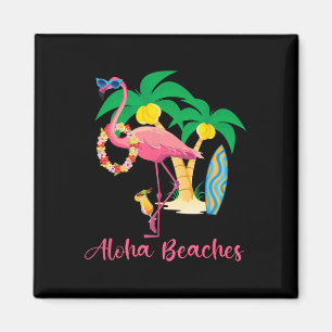 Aloha Beaches Hawaiian Blume Floral Flamingo Tai Magnet