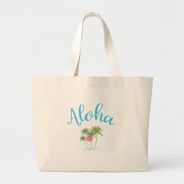Aloha Beaches Hawaiianischer Sommer Jumbo Stoffbeutel (Vorne)