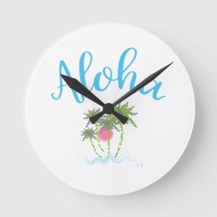 Aloha Beaches Hawaiianischer Sommer Runde Wanduhr