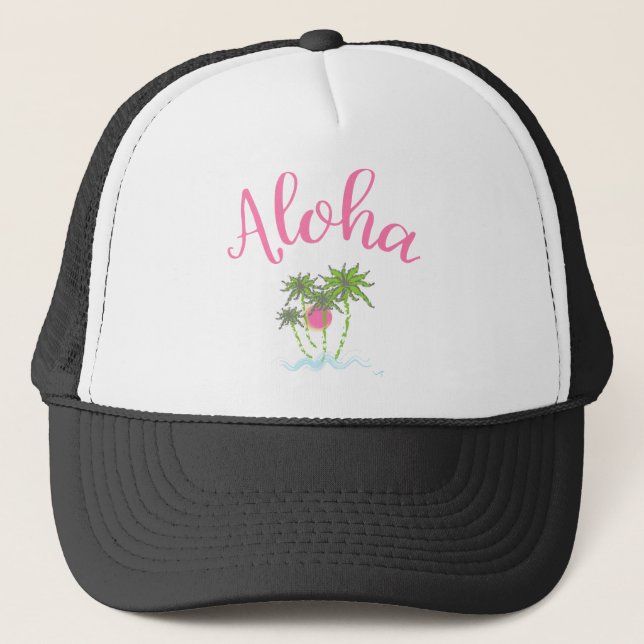 Aloha-Beaches Hawaiianischer Urlaub Cool Truckerkappe (Vorderseite)