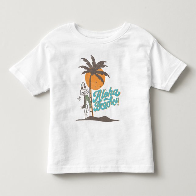 Aloha Beaches Hula Girl Hawaii Hawaii Retro Kleinkind T-shirt (Vorderseite)