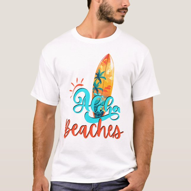 Aloha Beaches Men White T-Shirt (Vorderseite)