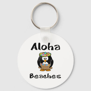 Aloha Beaches Penguin Hula Dance Funny T Shirt Schlüsselanhänger