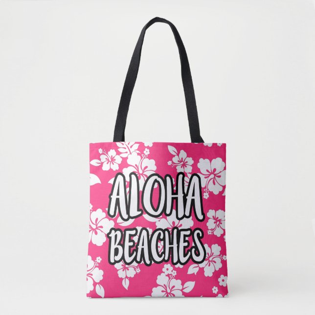 Aloha Beaches Rosa Hibiskus Tasche (Vorderseite)