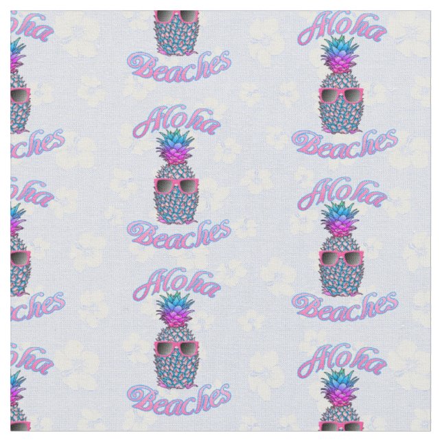 Aloha Beaches Tropischer Ananas Stoff (Nahaufnahme)