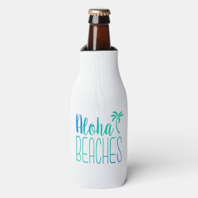 Aloha Beaches | Türkis Ombre Flaschenkühler (Flaschenvorderseite)