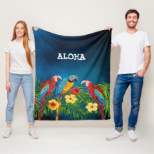 Aloha birds Papageien Blaupalme Blätter Blume