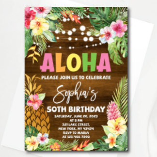 Aloha Birthday Einladung Vorlage Hawaiian Birthd