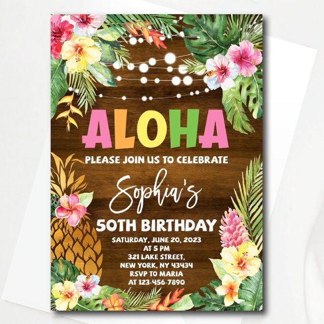 Aloha Birthday Invitation modèle Hawaiian Birthd (Créateur téléchargé)