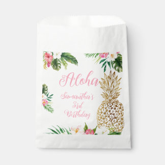 Aloha Birthday Luau Hawaiian Gold Ananas Geschenktütchen