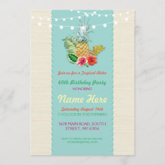 Aloha Birthday Party Aqua Aloha Ananas Einladung