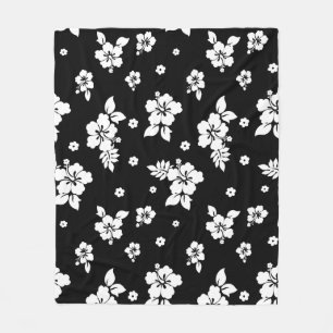 Aloha Black Classic Hawaiian Seamless Pattern Fleecedecke
