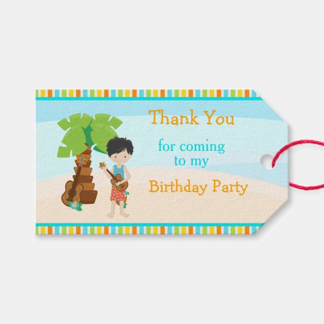 Aloha Black Hair Boy Geschenkanhänger (Vorderseite (Horizontal))
