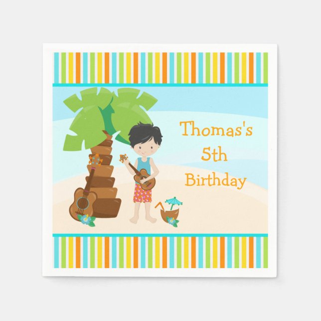 Aloha Black Hair Boy Party Serviette (Vorderseite)