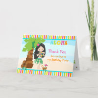 Aloha Black Hair Girl Carte de remerciements
