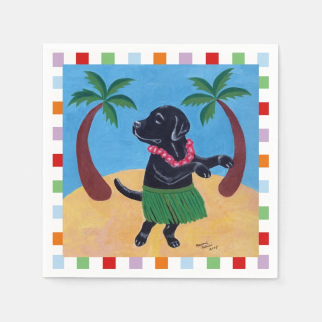 Aloha Black Lab Painting Serviette (Vorderseite)