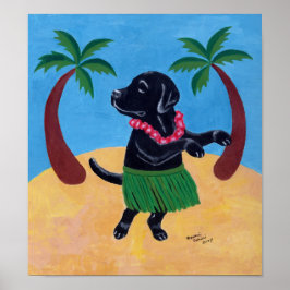 Aloha Black Labrador Artwork Poster