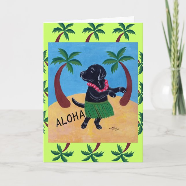 Aloha Black Labrador Karte (Vorderseite)